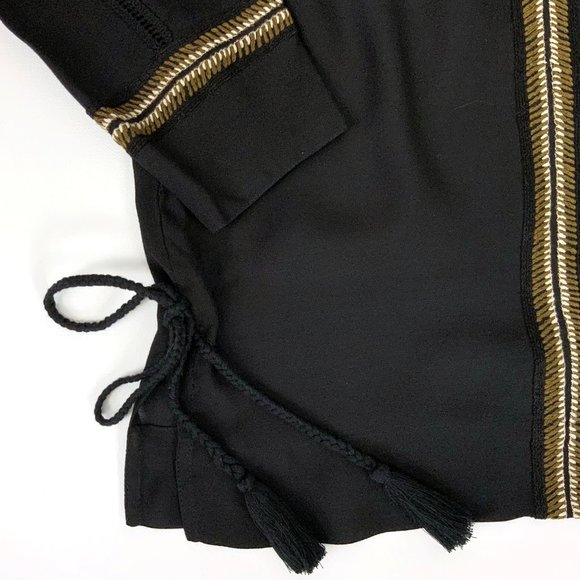 New Gold Hawk BOHO Black Long Sleeve Embroidered Blouse  Sz M - Picture 13 of 16